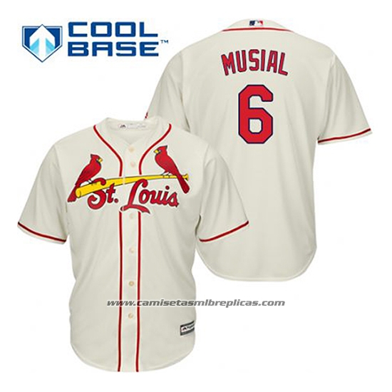 Camiseta Beisbol Hombre St. Louis Cardinals Stan Musial 6 Crema Alterno Cool Base